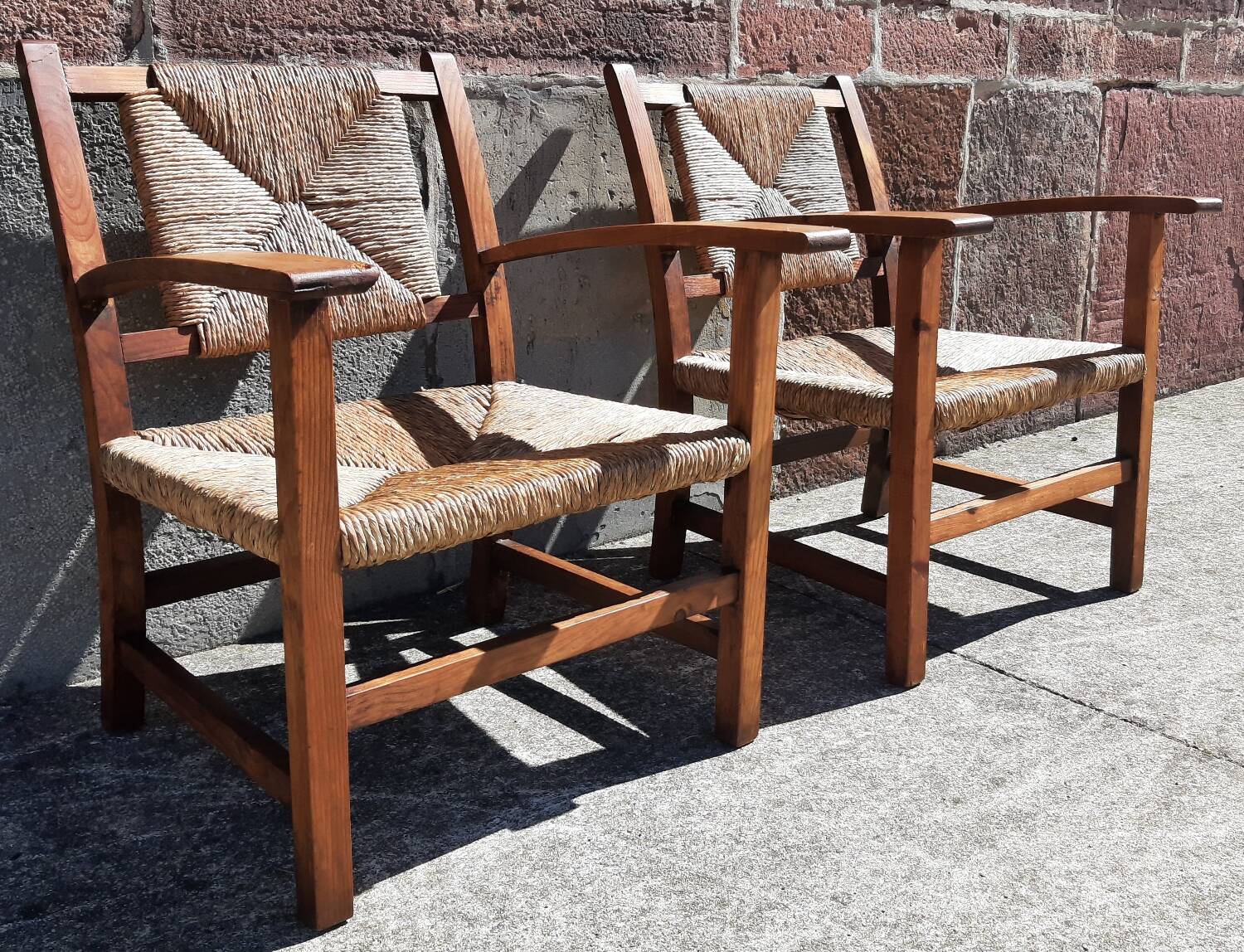 Paire de fauteuils paille (Josep Torres Clavé, 1936)