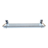 Wall shelf in white opaline and chrome
