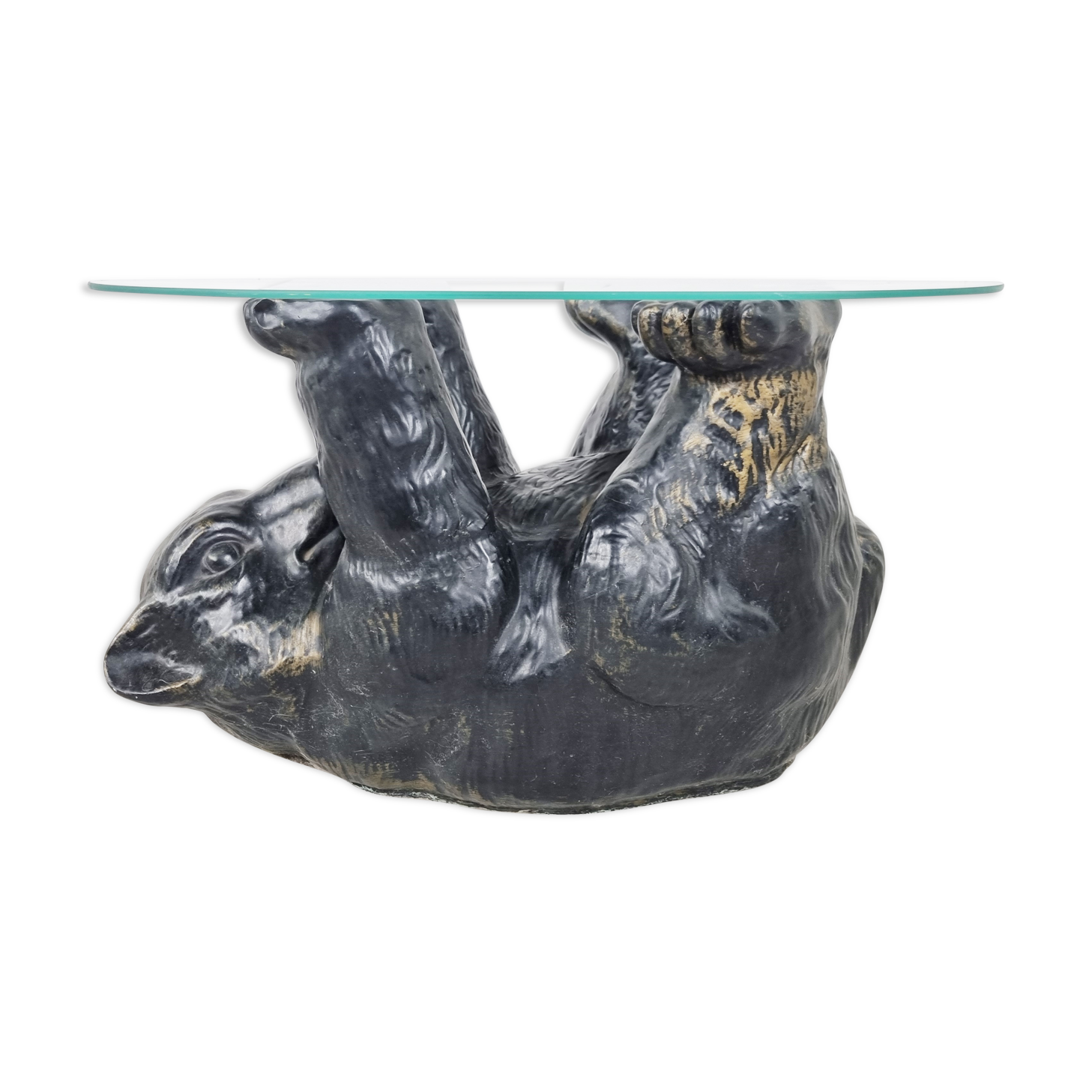 Sculptural black bear coffee table, 1970s