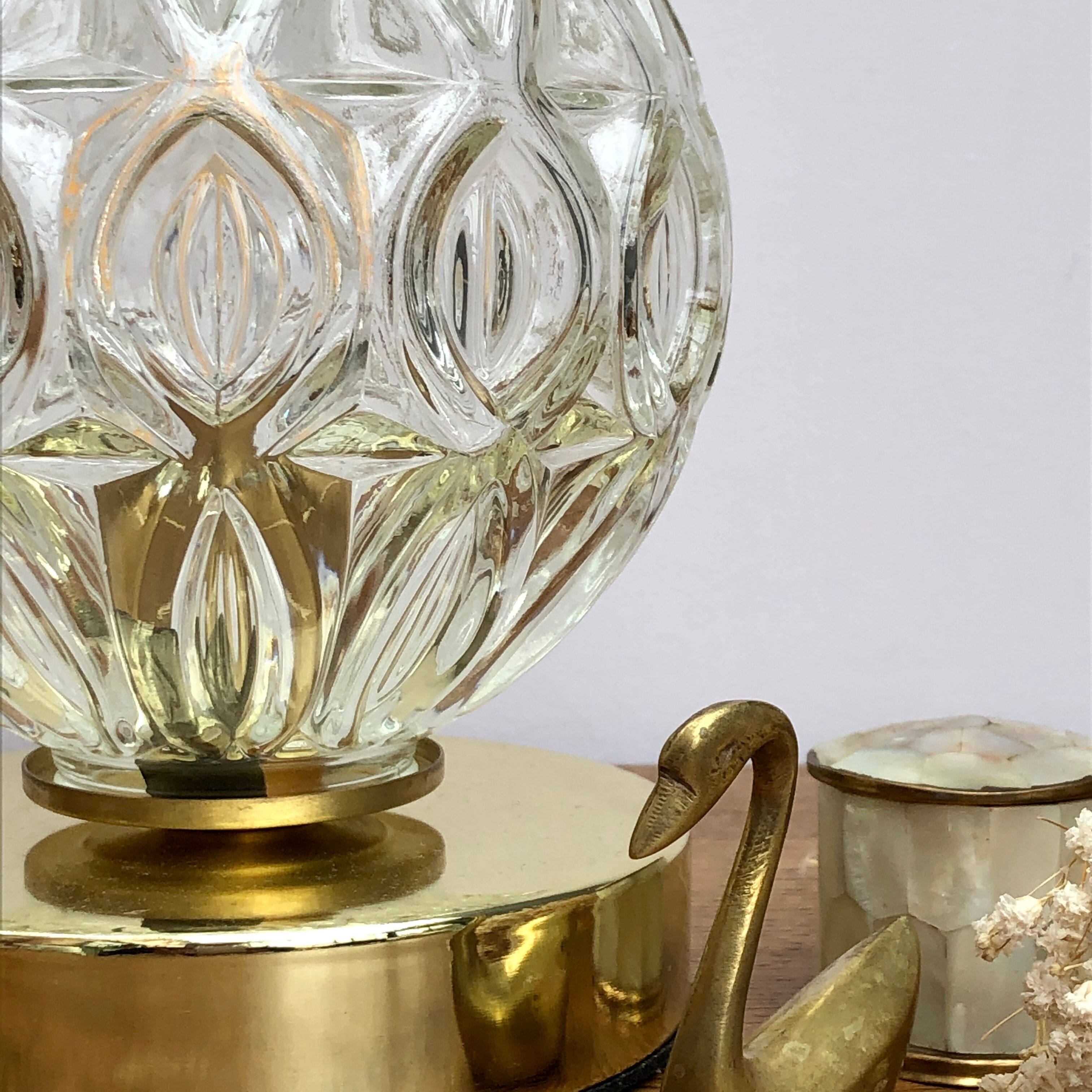 Vintage moulded glass globe-laying lamp