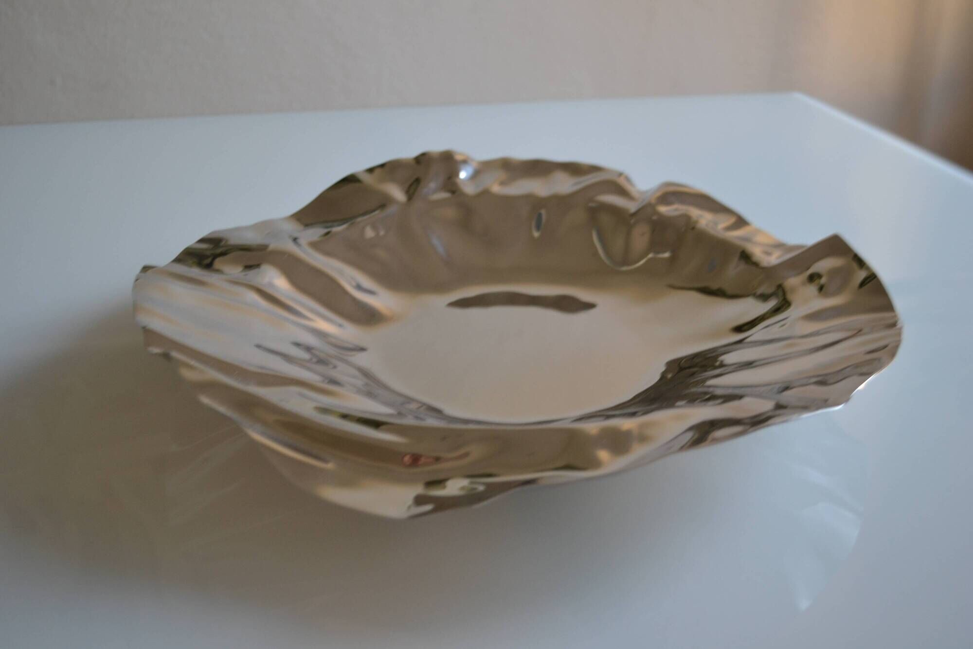 Large Alessi stainless steel bowl by Lluis Clotet 2001 Vintage Italy Diam. 38cm