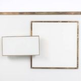 Geometric sideboard in glass and gilded brass. Contemporary Italian work.