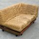 Canapé de salon Mid-Century en cuir cognac petit modèle