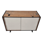 Commode blanche vintage en chêne, années 1960