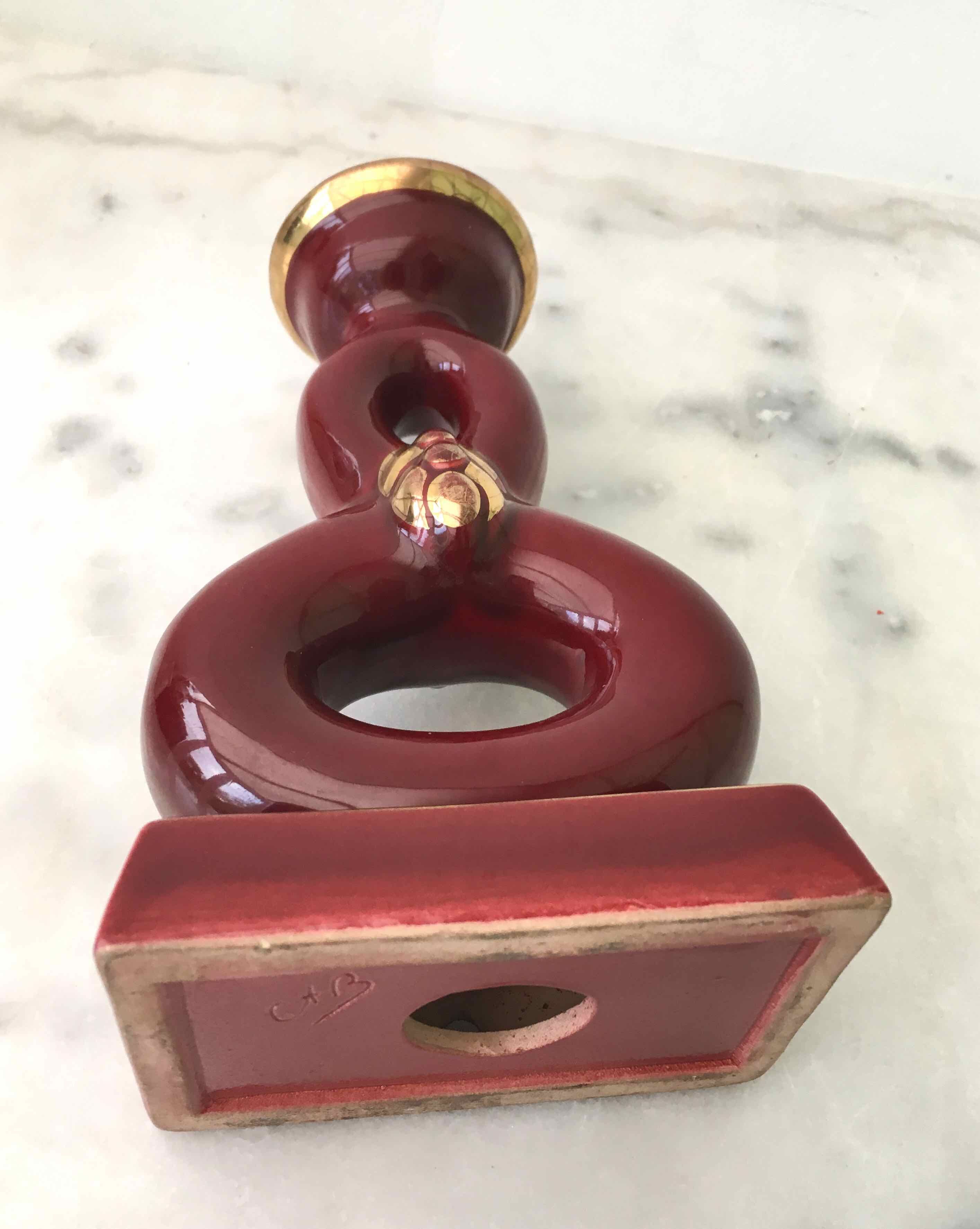 Candlestick ceramic art of bordeaux 1930