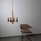 Danish hanging wooden candelabra, Art Deco style, 1970s
