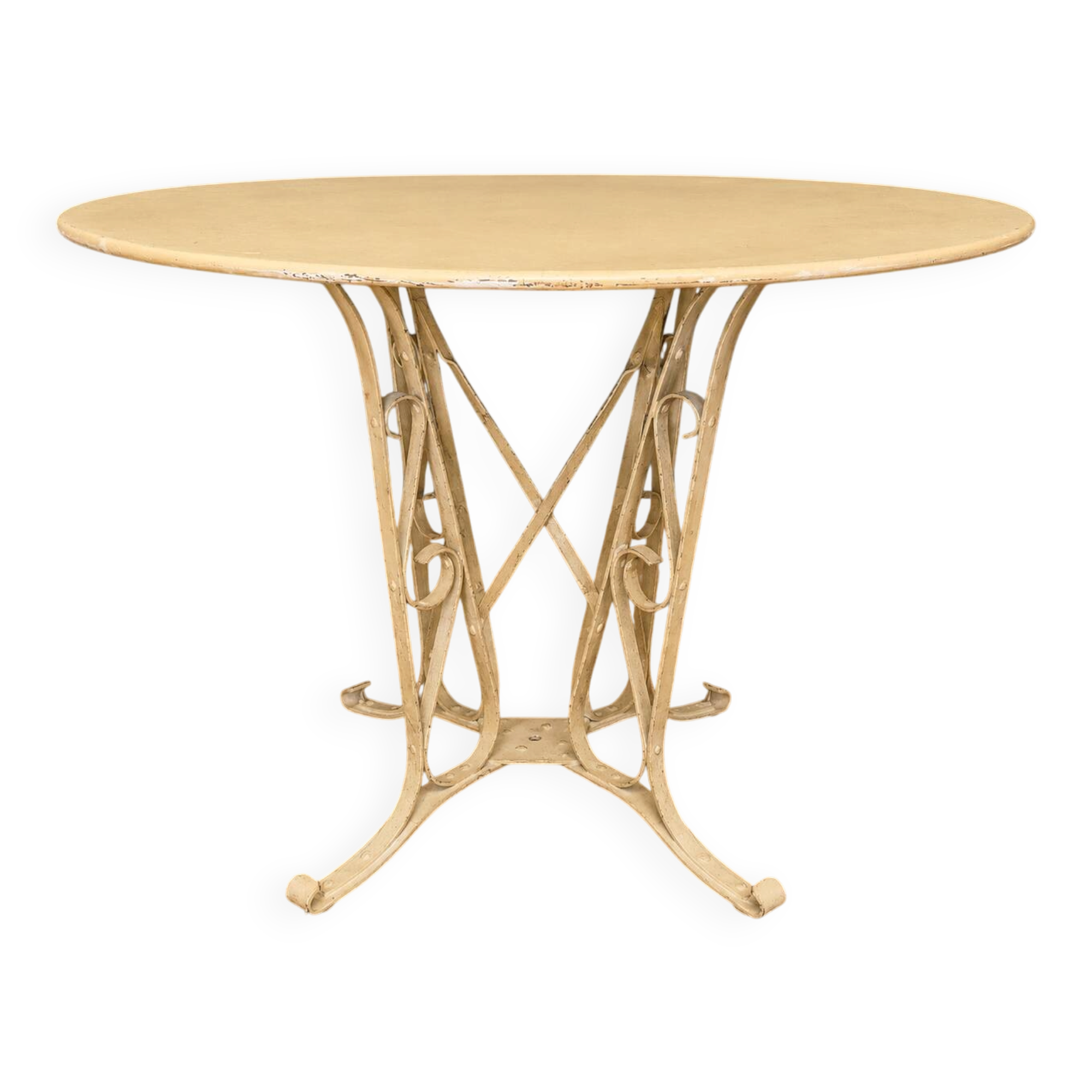 Round garden table in wrought iron – Art Nouveau style work circa 1900