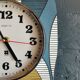 Clock wall clock formica silent square "Star blue white ochre"