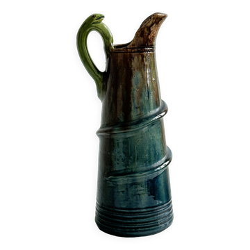 Pitcher in handcrafted enameled ceramic