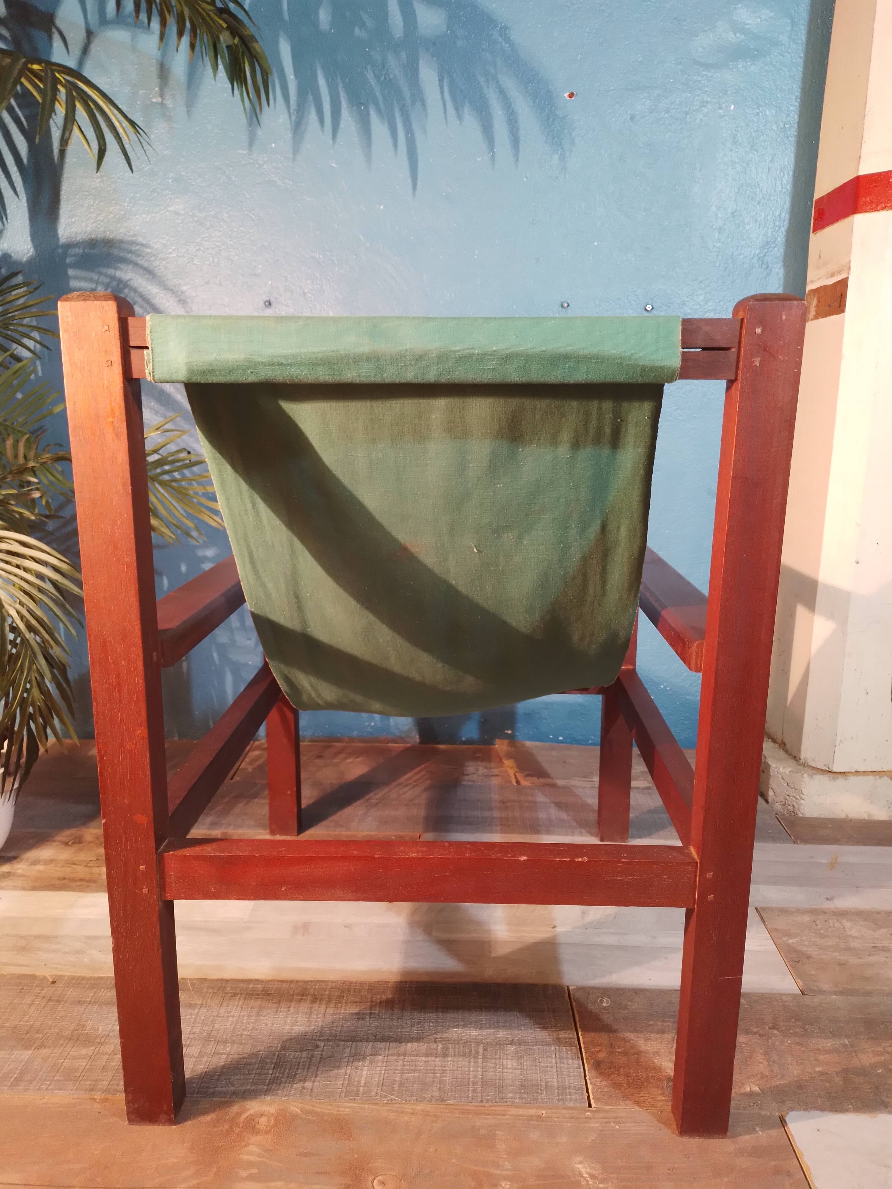 Wood and fabric armchair 1960s