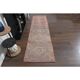 1970s Turkish Oushak Handmade Wool Cotton Pink Runner Rug 78x345