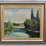 Tage Rudolf Ahlm, Swedish landscape, oil on canvas, 1940s, framed