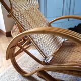 Vintage rattan chaise longue
