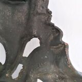 Pair of bronze andirons with black patina, 19th century, female caryatids