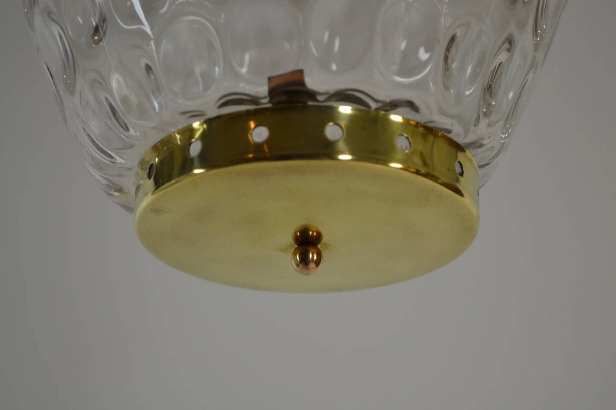 Glass and Brass Pendant Lamp, 1960s, Sweden