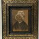 Old painting, portrait of a Breton woman with a white headdress at the end of the nineteenth century