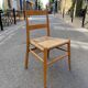 Wooden chair with straw seat - yngve ekström - sweden - circa 1960