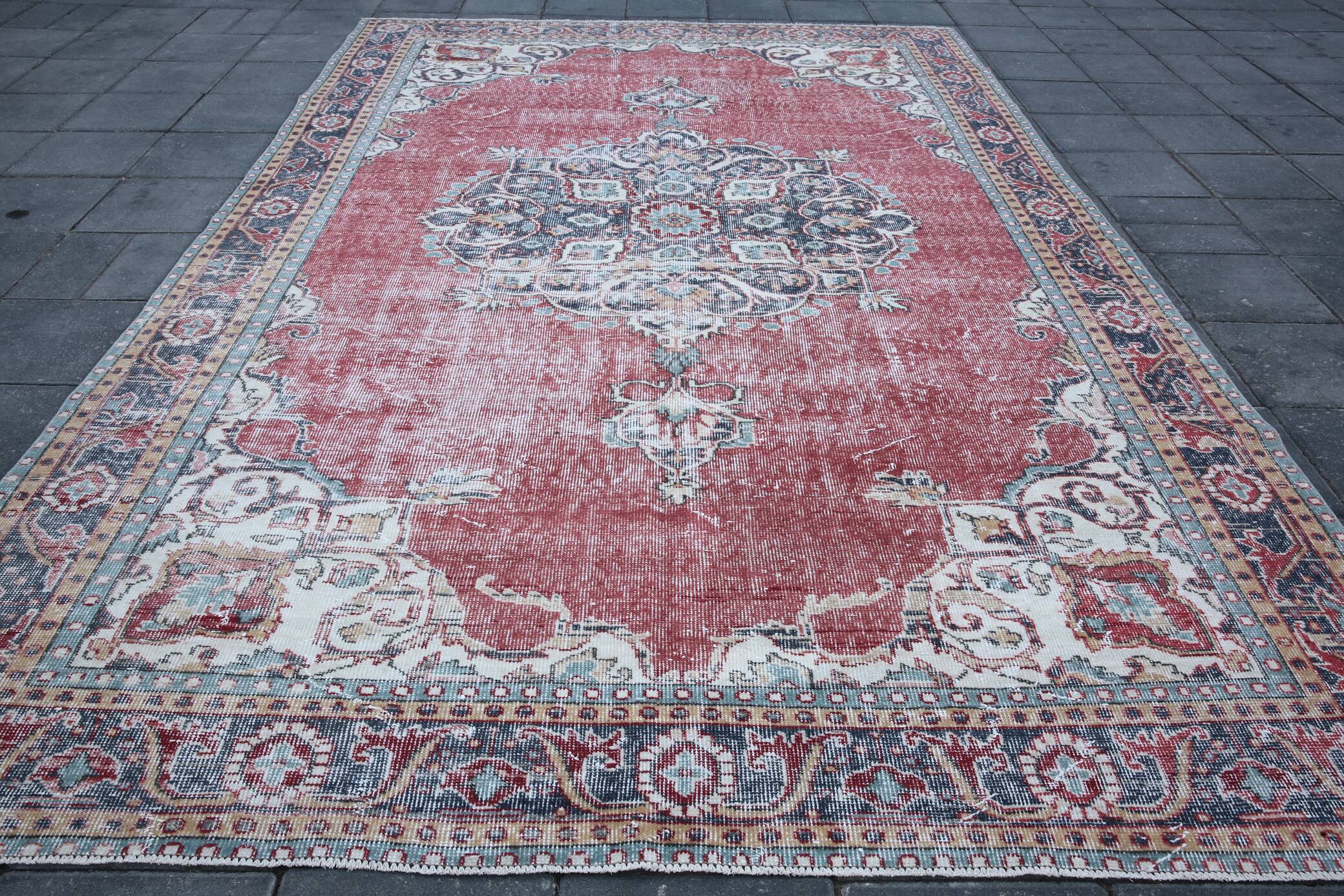 Vintage Persian Brick Red Rug, Hand Knotted Oriental Carpet, 209x325 Cm