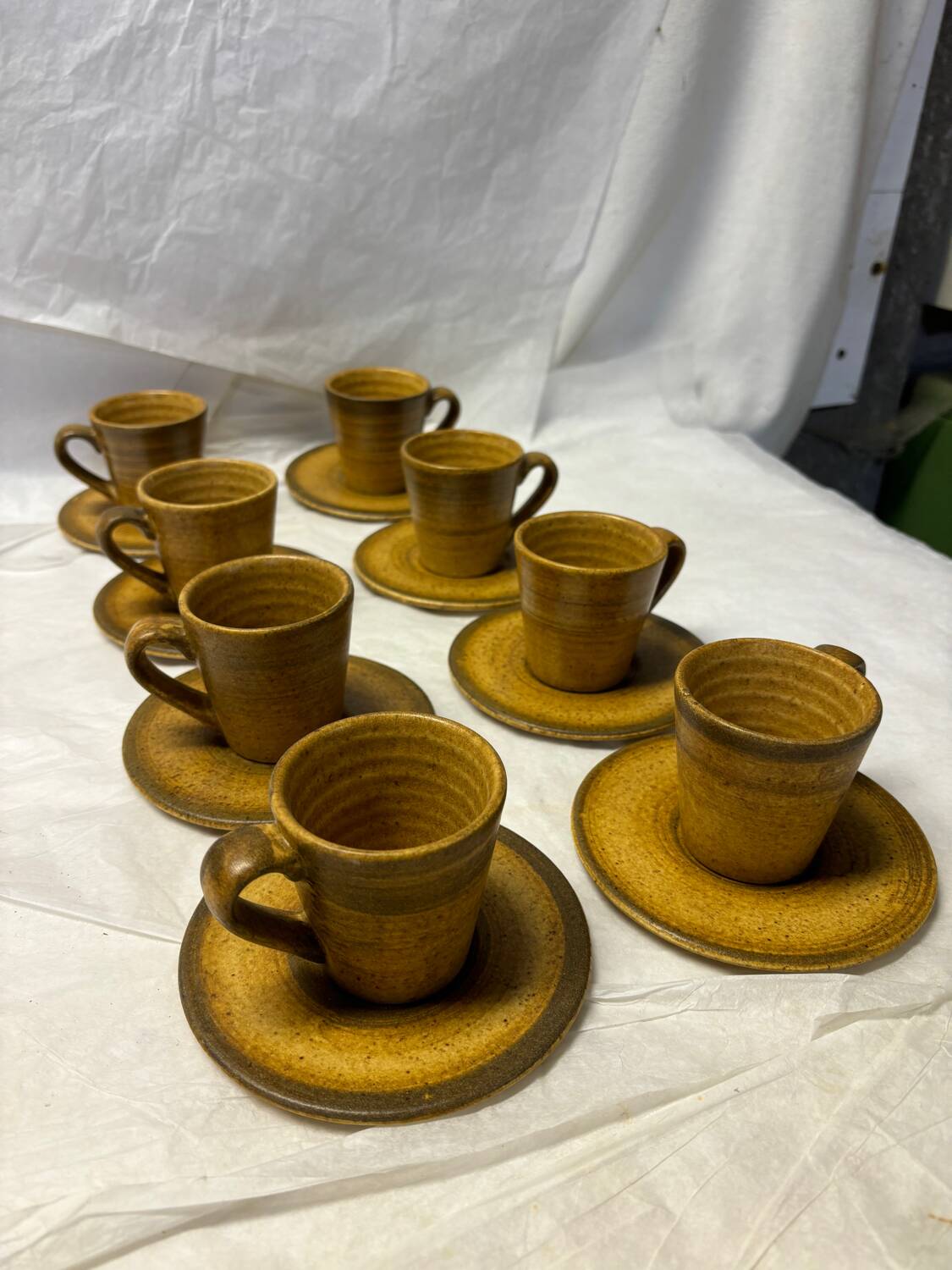 Set of 8 vintage stoneware mugs