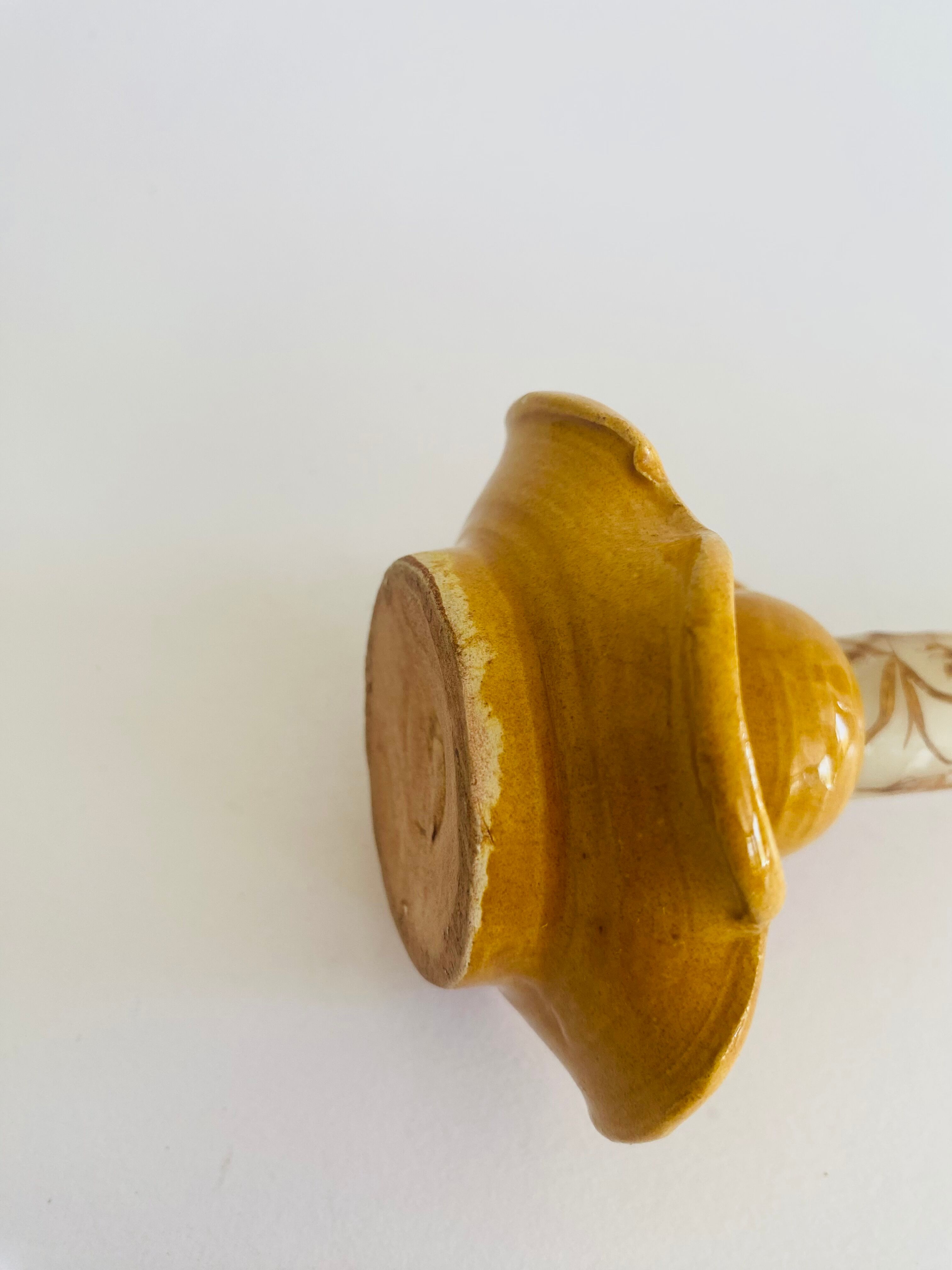 Provencal candle holder in glazed ceramic