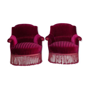 Paire de fauteuils velours - napoleon