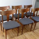 Set of 6 vintage Scandinavian teak chairs by Samcom, 1960
