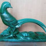 Pheasant statue sculpture glazed ceramic Ch.Lemanceau Art Deco