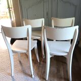 Set of 4 white wooden bistro chairs