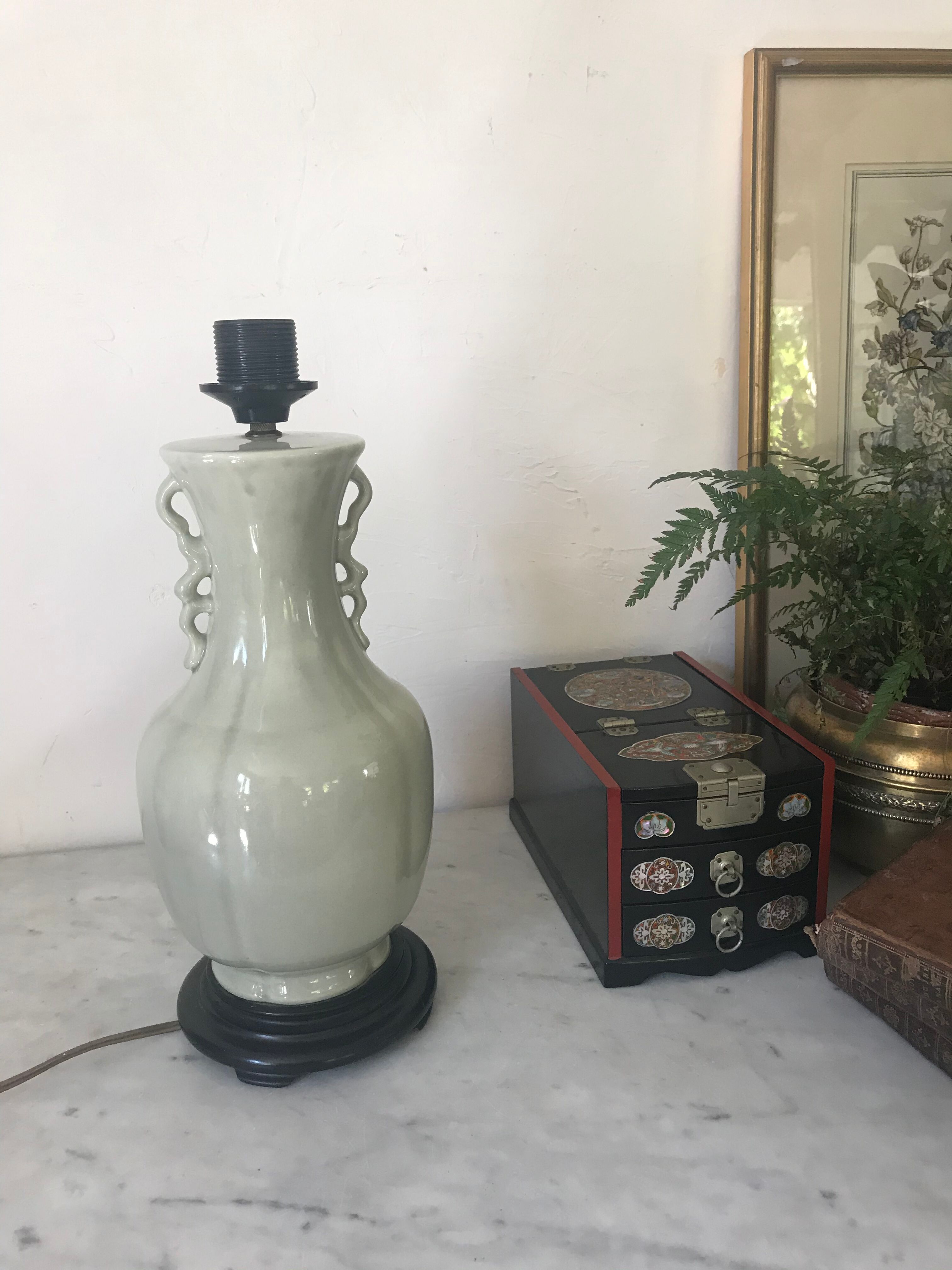 Vintage ceramic lamp green celadon