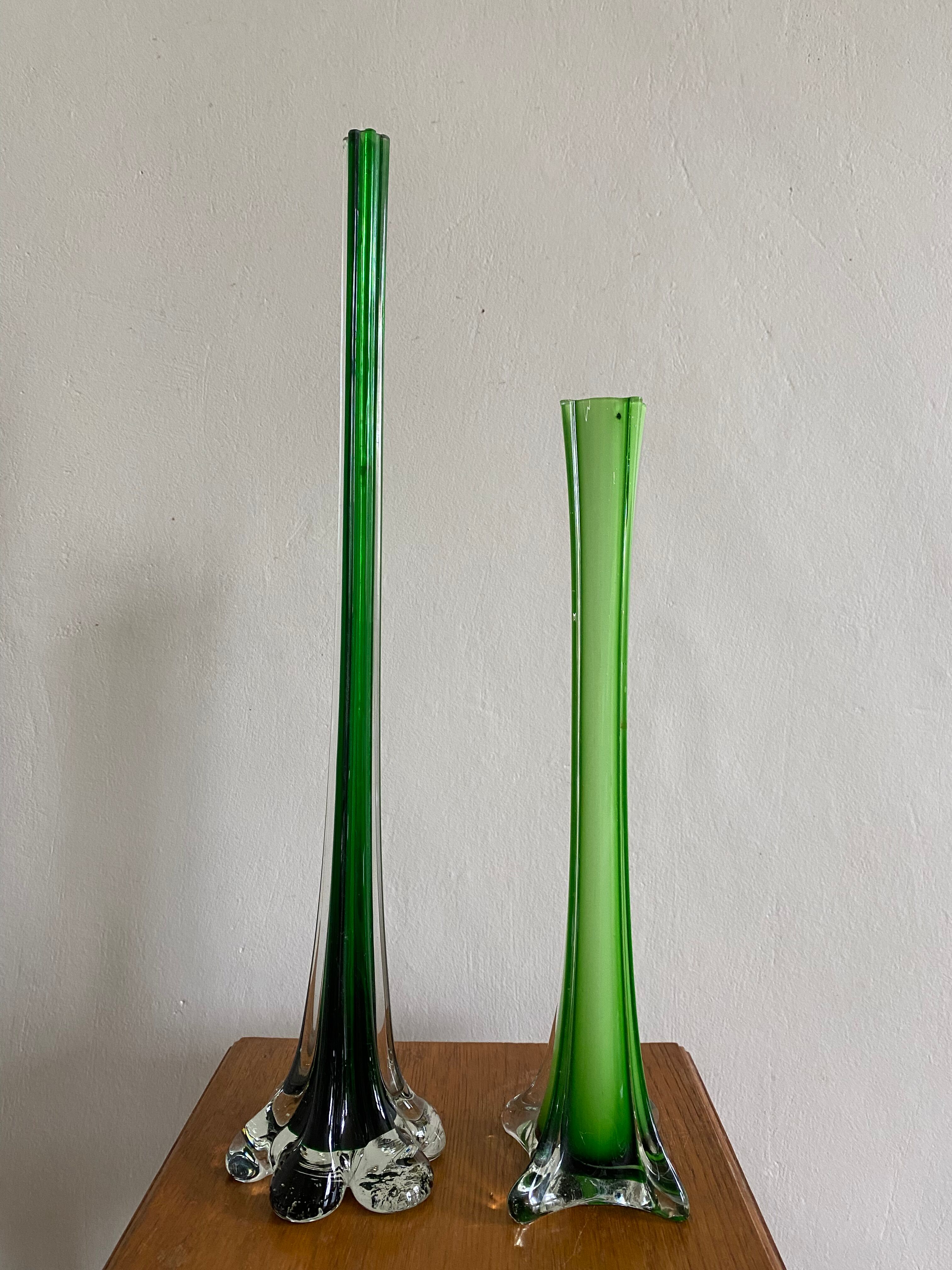 Set of two green soliflores