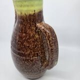 Pichet Pottery from Accolay in glazed ceramic, Brown and Yellow, France 1970.