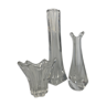 Glassware vases soliflores molded crystal DAUM signed 1960s