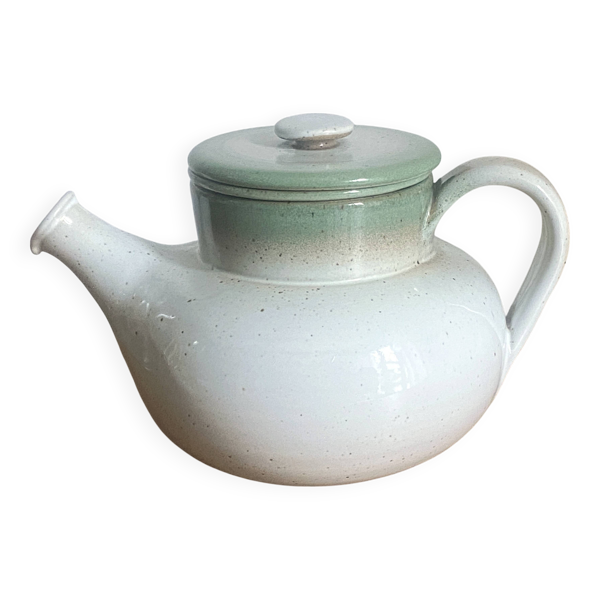 Théière, tisanière vintage avec infuseur en grès pyrité, signée