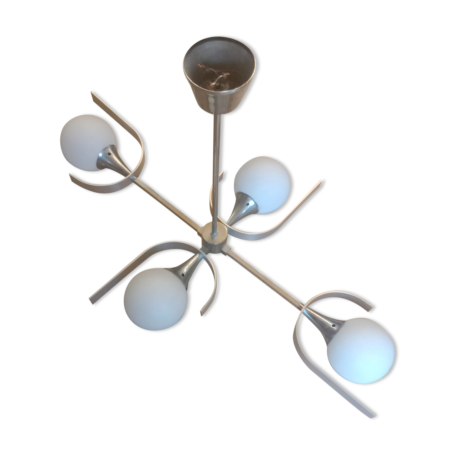 Chandelier chrome and opaline 4 burners