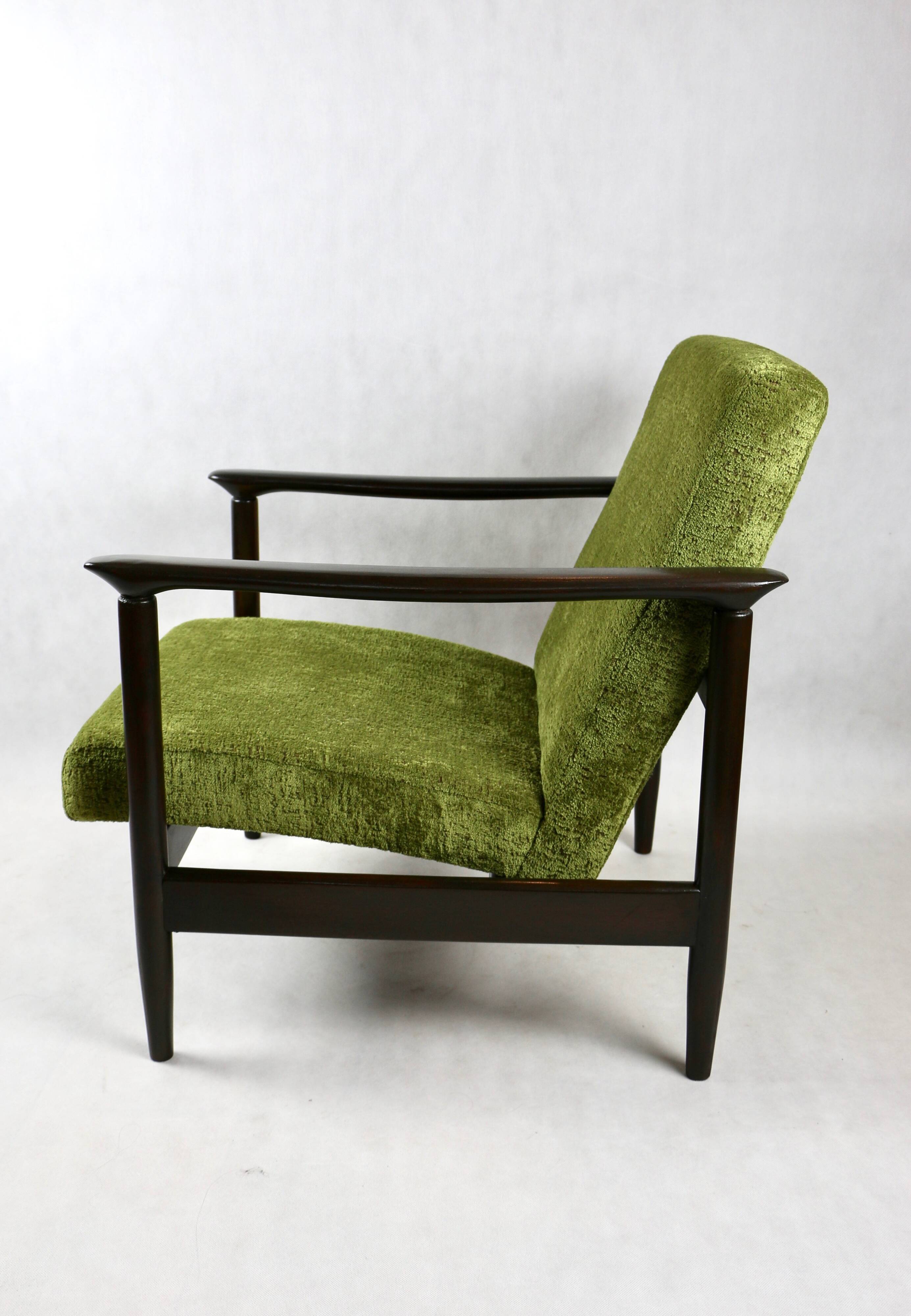 GFM-142 Armchair in Olive green attributed to Edmund Homa, 1970s - brown wood