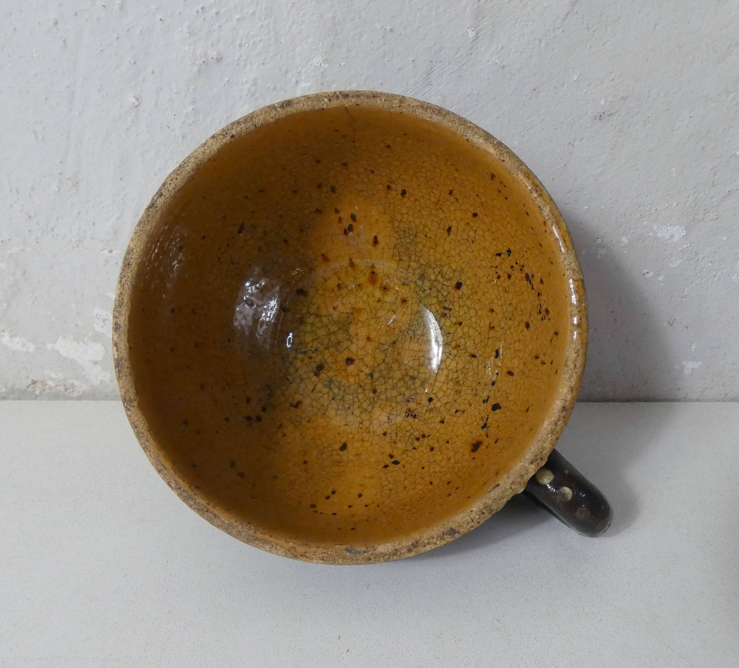 old Alsace lunch cup in glazed terracotta