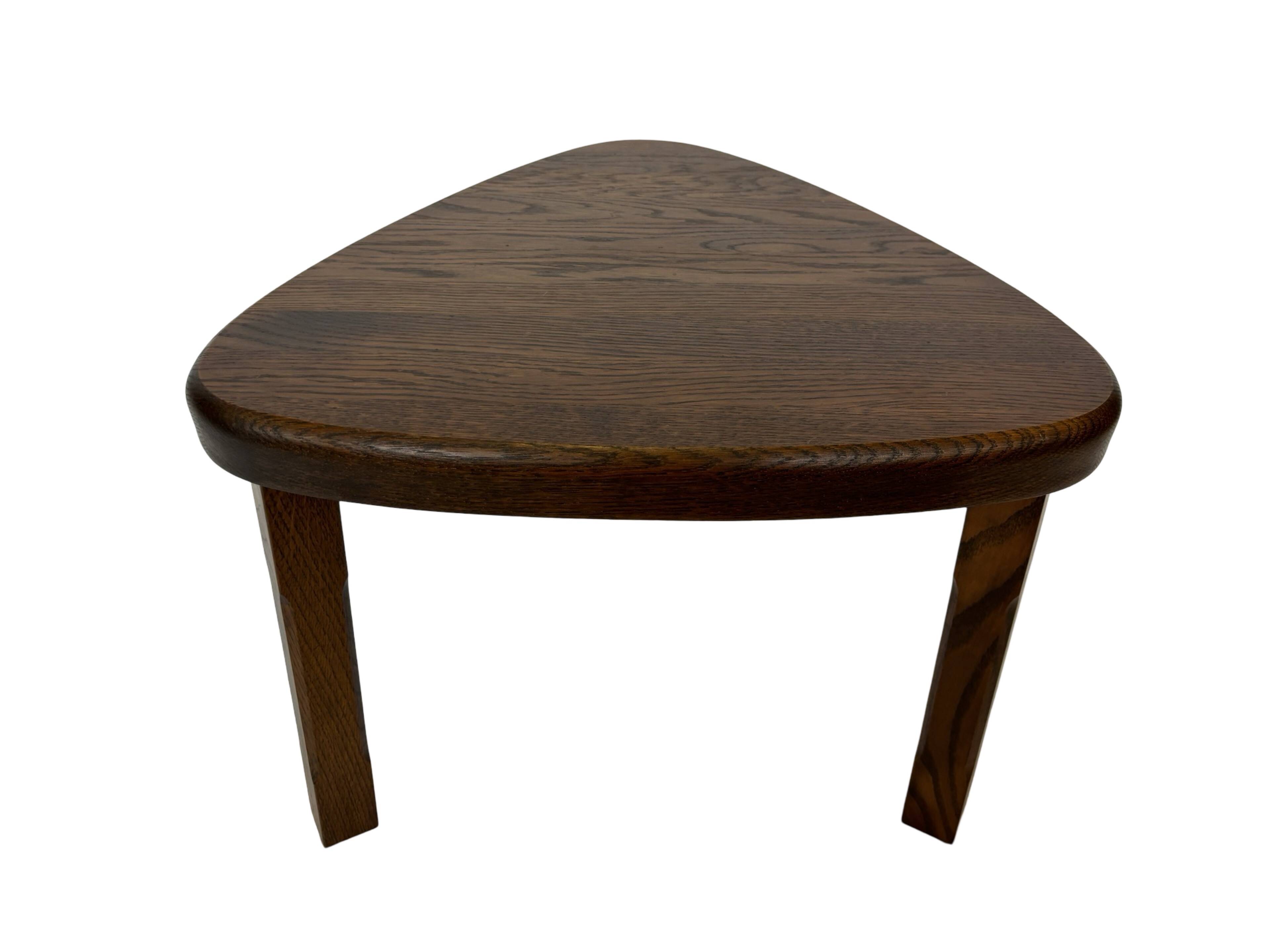 Set of 3 brutalist oak oval side or nesting tables minimalist design 1970s