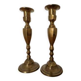 Pair of brass candlesticks