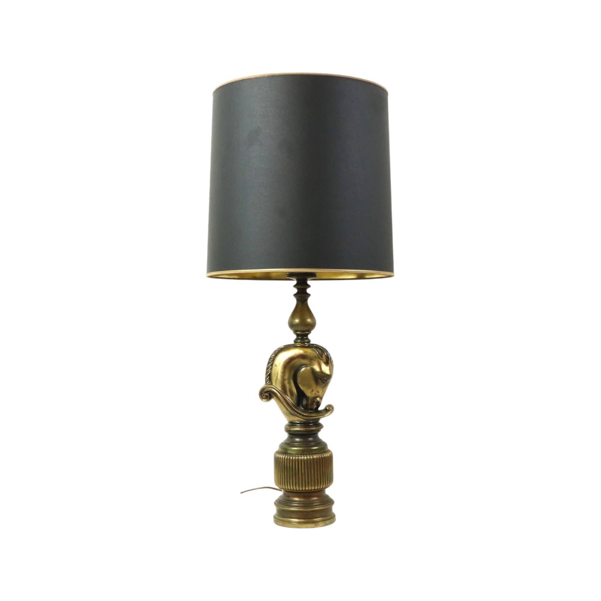 Lusterie Deknudt Vintage Horse Head Table Lamp XL Brass