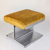 Stainless steel coffee table and stool, by the Roche Bobois design office, 1970