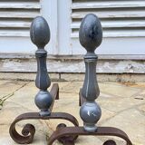 Pair of vintage geometric fire dogs