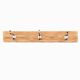 Vintage wooden wall coat rack - 3 chrome metal hooks