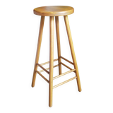 Vintage solid blond wood bar stool