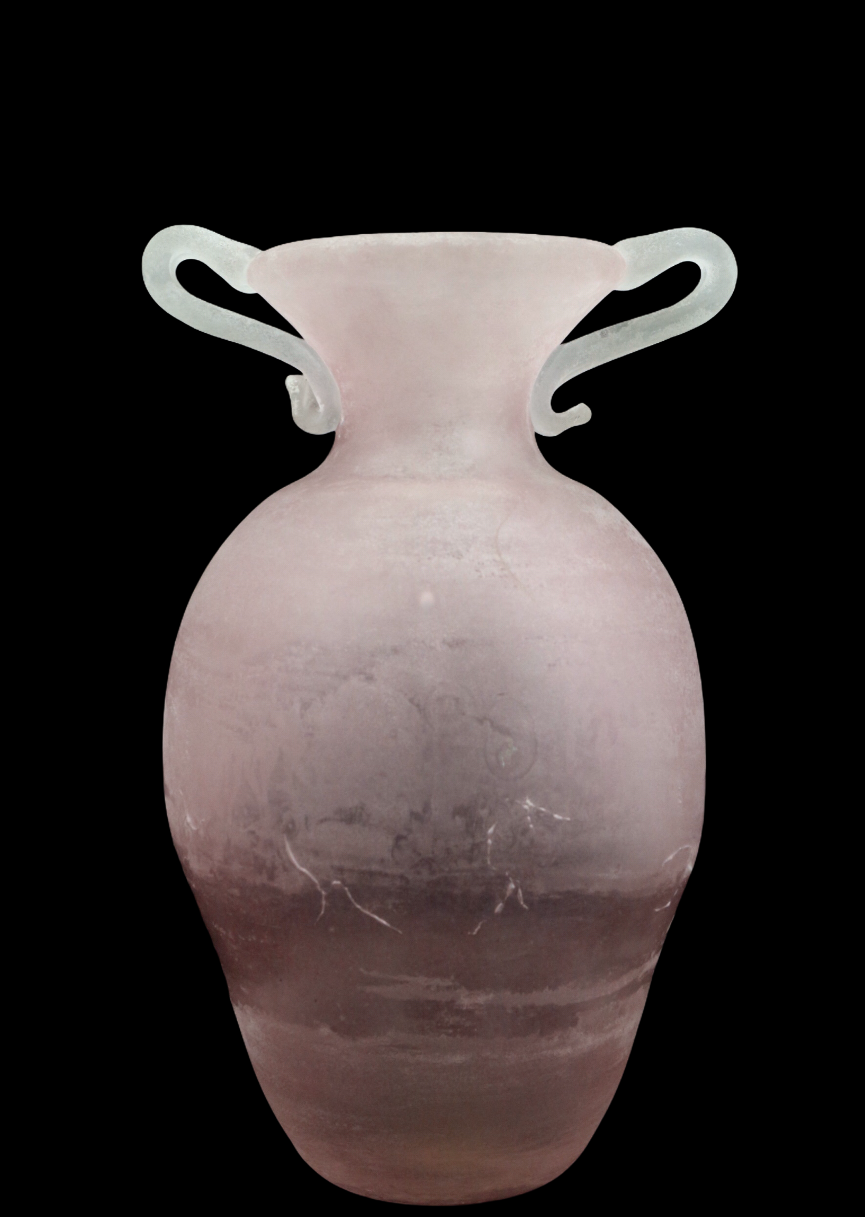 Vase/amphora satin pink and white, Murano Nason