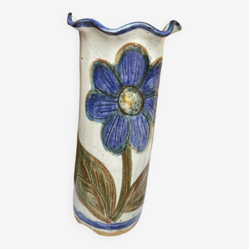 Vase vintage 29 cm en grès emaillé