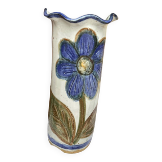 Vintage vase 29 cm in enamelled stoneware