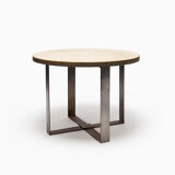 Travertine pedestal table