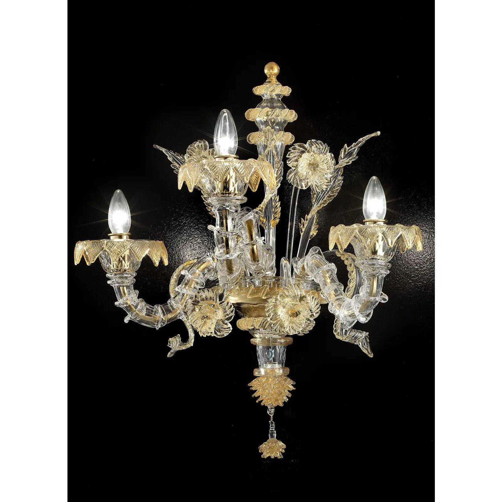 Verre de Murano italien Ca’ Rezzonico – Design floral en or fait à la main