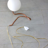 Vintage organic copper and opaline table lamp