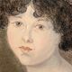 Pastel portrait young girl on paper XXth frame XlXeme